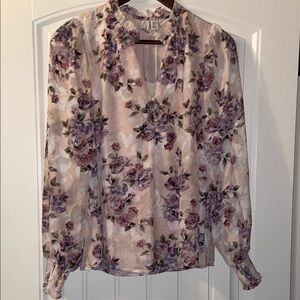 Joie Cream Ruffled Notched Collar Blouse